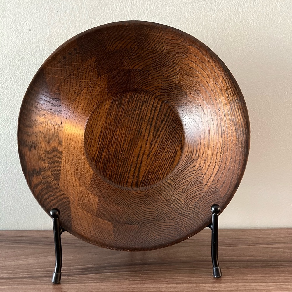 Vintage Wood Salad Serving Bowl